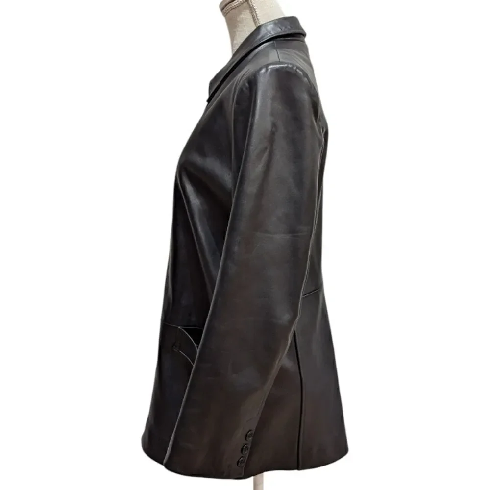 VTG Y2K Golden Bear San Francisco Women's M Leather Hip Length Zipper Jacket